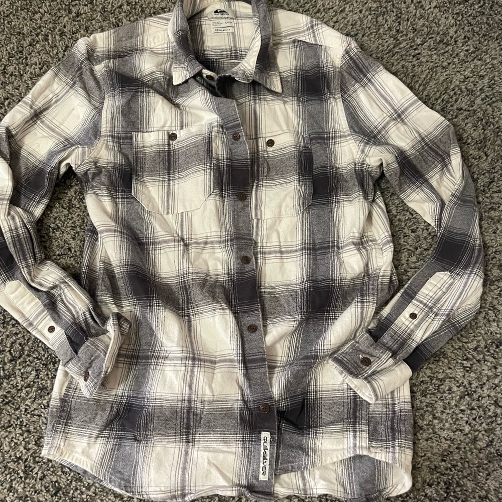 Quiksilver Monochrome Plaid Button Down Shirt